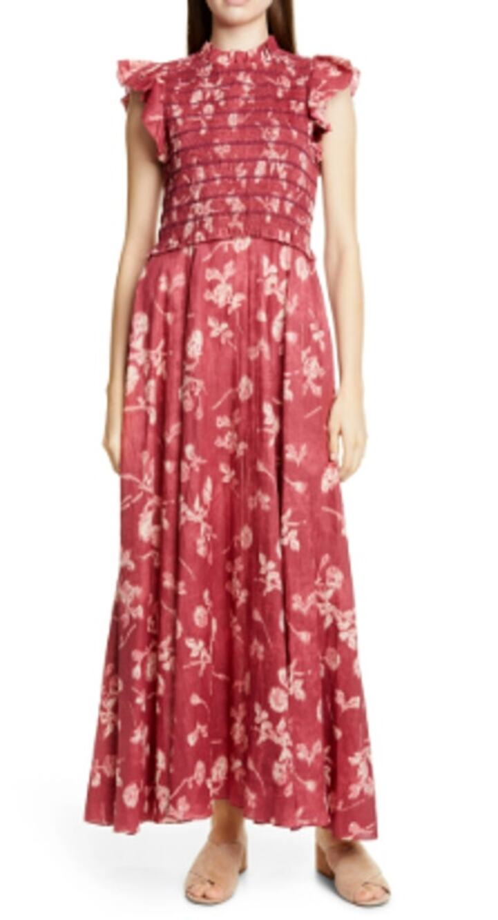 Sea New York Merlot Monet Smocked Dress size 8